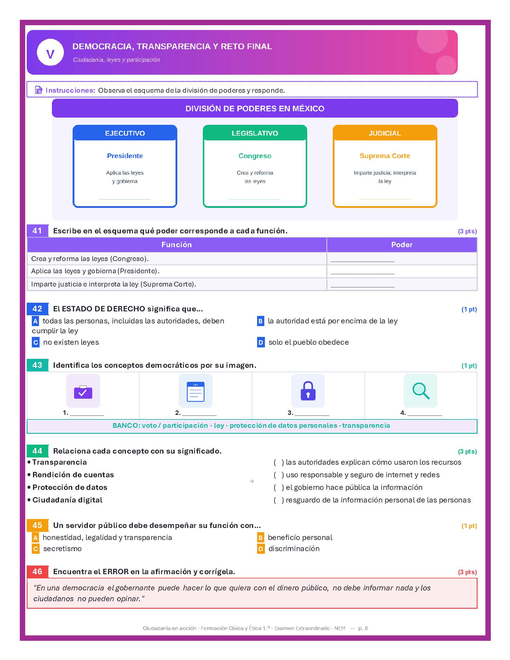 Exámenes Extraordinarios Secundaria 1° Grado NEM (TODAS LAS ASIGNATURAS) | Word Editable 7 Exámenes Extraordinarios Secundaria 1° Grado NEM (TODAS LAS ASIGNATURAS) | Word Editable - Image 7