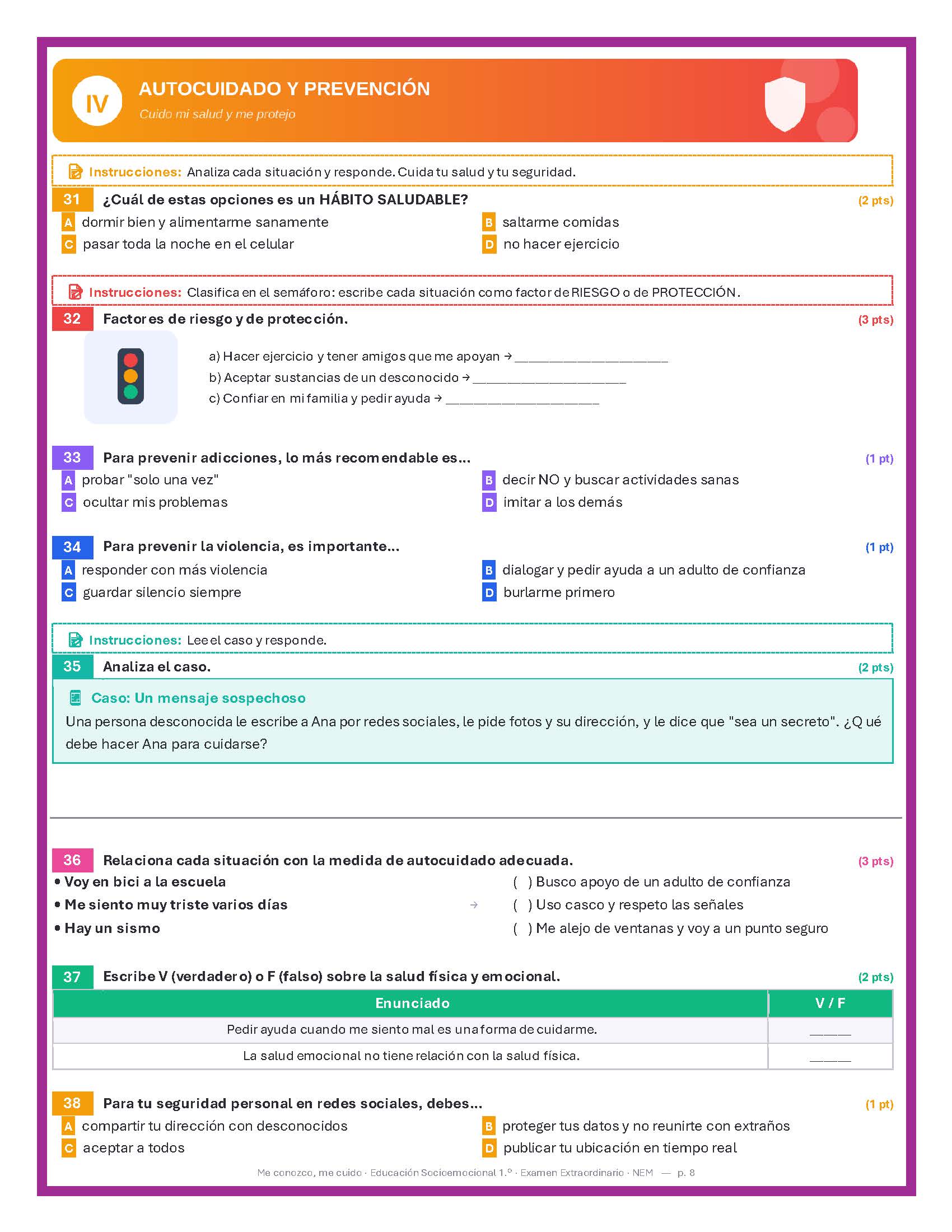 Examen Extraordinario Tutoría y Educación Socioemocional Secundaria 1°, 2° y 3° Grado NEM | Word Editable 2 Examen Extraordinario Tutoría y Educación Socioemocional Secundaria 1°, 2° y 3° Grado NEM | Word Editable - Image 2