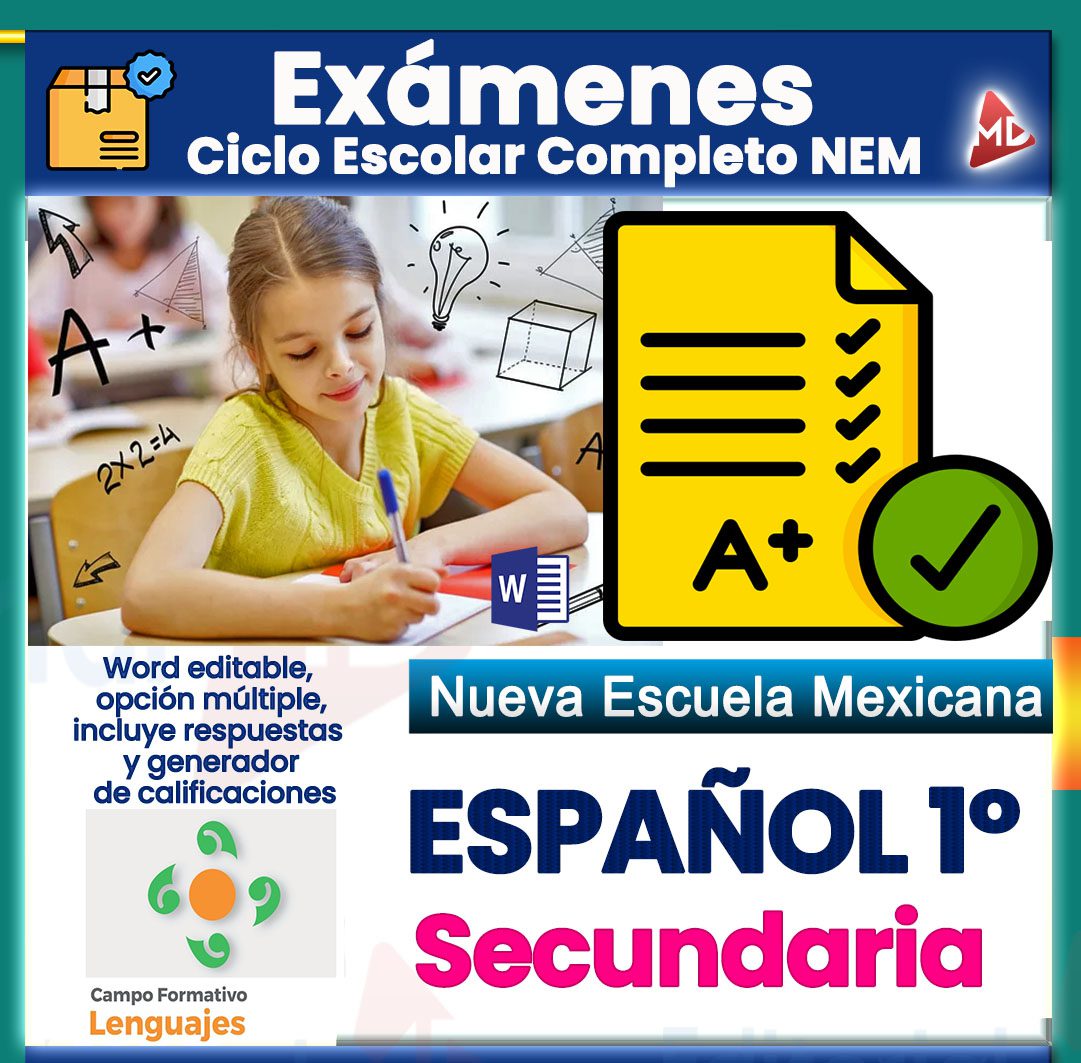 Exámenes Español 1° Grado (Ciclo Escolar Completo) NEM 2025 - 2026