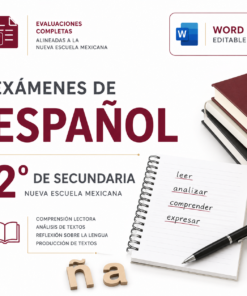 Exámenes de Español 2° de Secundaria NEM 2026-2027 Word Editable | Diagnóstico, Trimestrales y Final
