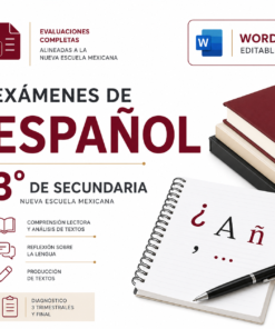 Exámenes de Español 3° de Secundaria NEM 2026-2027 Word Editable | Diagnóstico, Trimestrales y Final