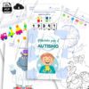 Se presentan cinco coloridas hojas de actividades imprimibles para niños, tituladas "Actividades para el Autismo". Las actividades incluyen colorear, unir y contar, con ilustraciones simpáticas y diseños adaptados a los niños.