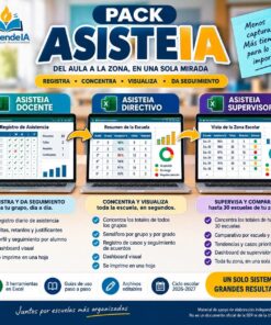 PACK ASISTEIA | Control y Seguimiento de Asistencia Escolar en Excel | Docentes, Directivos y Supervisores de Primaria