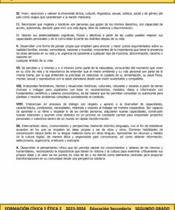 Un documento detallado que describe el 'Programa Analítico Anual FORMACIÓN CÍVICA Y ÉTICA 2 Secundaria 2º (Ciclo Escolar 2023 – 2024)' para el año académico 2023-2024, destacando las secciones II, III, IV y V relacionadas con la identidad nacional, la igualdad de género, desarrollo personal y pensamiento crítico.