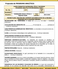 Un documento impreso en español titulado 