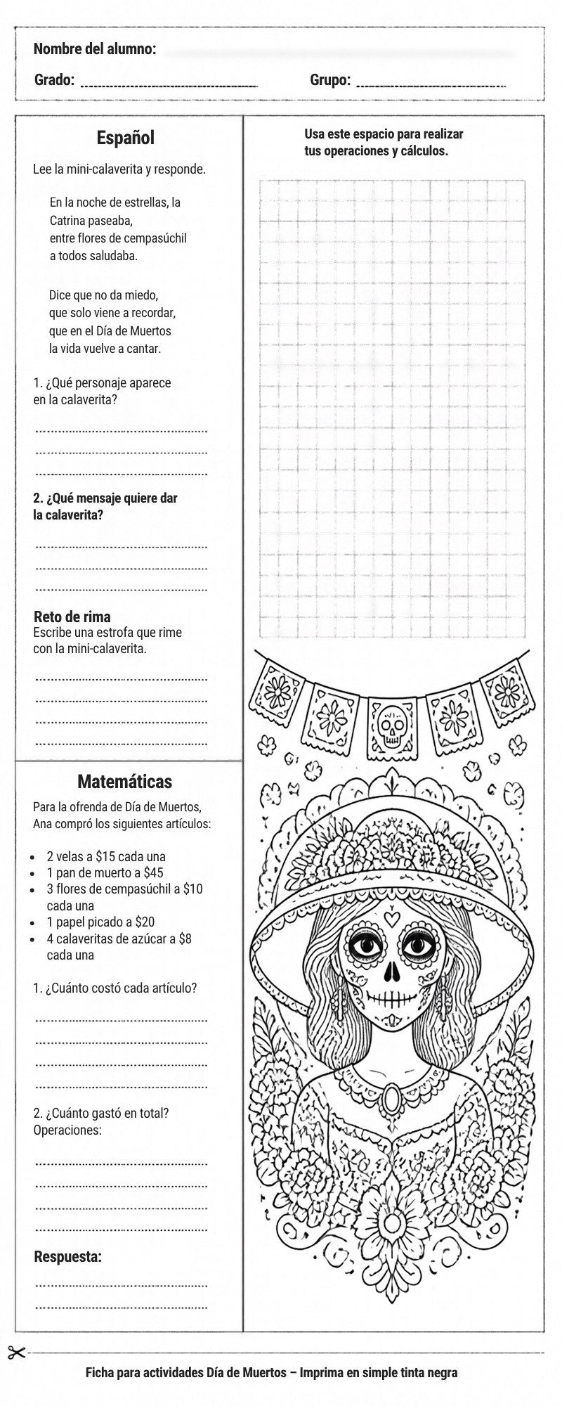 Ficha de trabajo "Día de Muertos" 1 Ficha de trabajo "Día de Muertos"