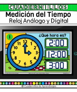 Reloj Análogo y Digital Hora Medición del Tiempo Matemáticas Grado Primaria Fichas Digitales
