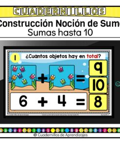 Sumas hasta 10 Construcción de la Noción de Sumas Matemáticas Primer Grado Primaria Fichas Digitales