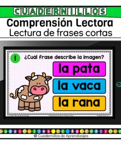 Lectura Frases Cortas Comprensión Lectora Español Primer Grado Primaria Fichas Digitales
