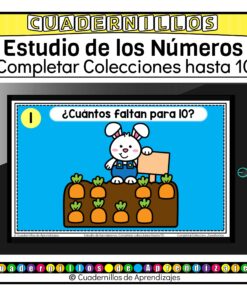 Completar Colecciones hasta 10 Zanahorias Estudio de los Números Matemáticas Primer Grado Fichas Digitales