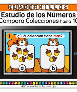 Comparar Colecciones hasta 10 Bellotas Estudio de los Números Matemáticas Primer Grado Fichas Digitales