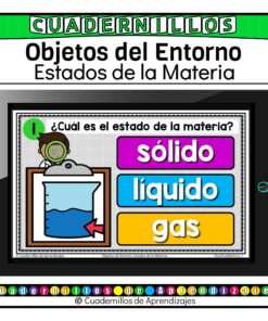 Clasifica por Estados de la Materia Objetos del Entorno Primero Segundo Grado Primaria Fichas Digitales