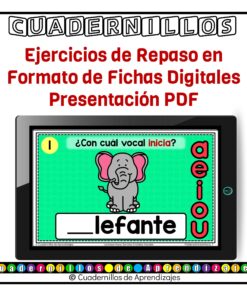 Palabras Inician Vocales Lectoescritura Preescolar Primer Grado Fichas Digitales 11 Fichas Digitales PDA Cuadernillos de Aprendizajes 2 14