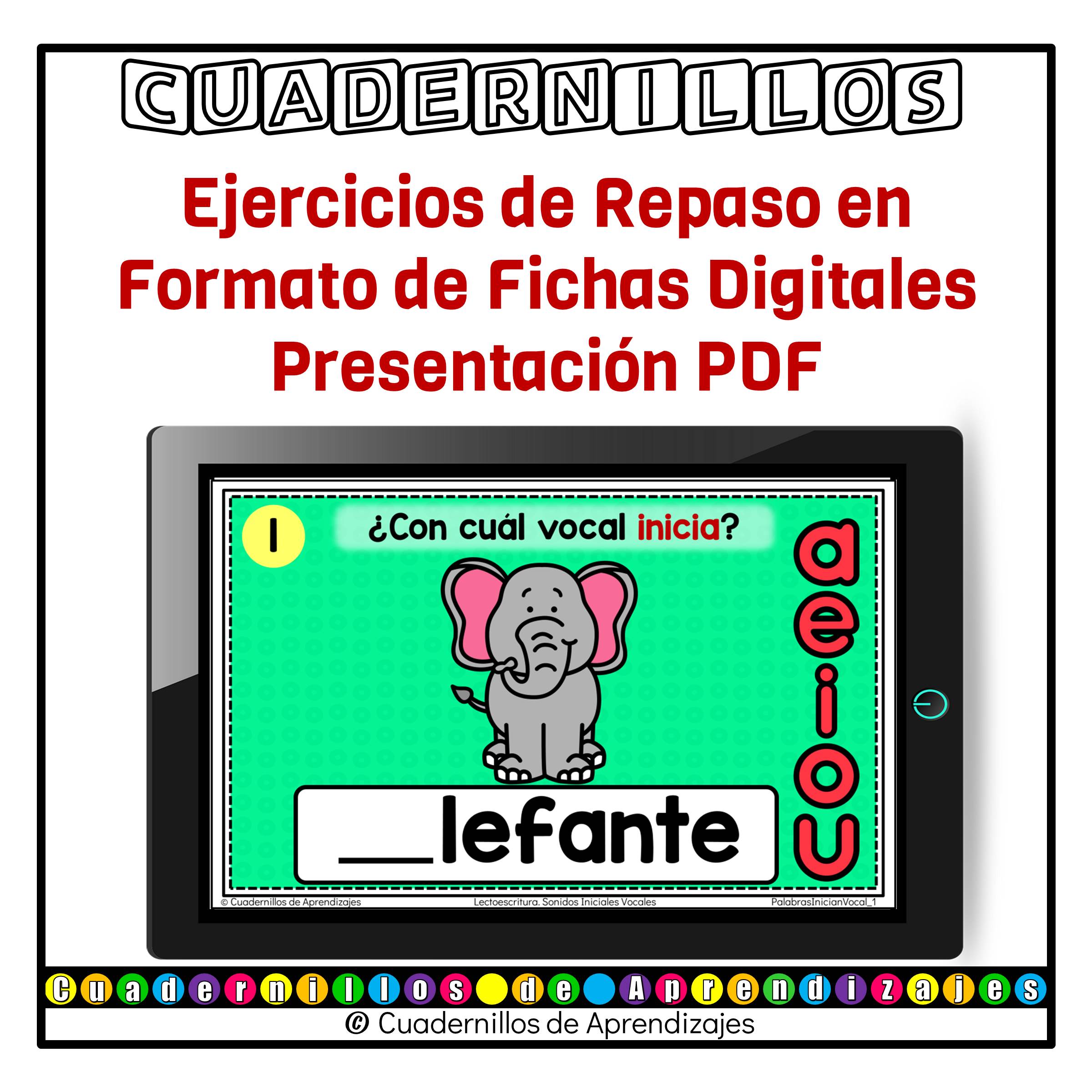 Palabras Inician Vocales Lectoescritura Preescolar Primer Grado Fichas Digitales 2 Palabras Inician Vocales Lectoescritura Preescolar Primer Grado Fichas Digitales - Image 2