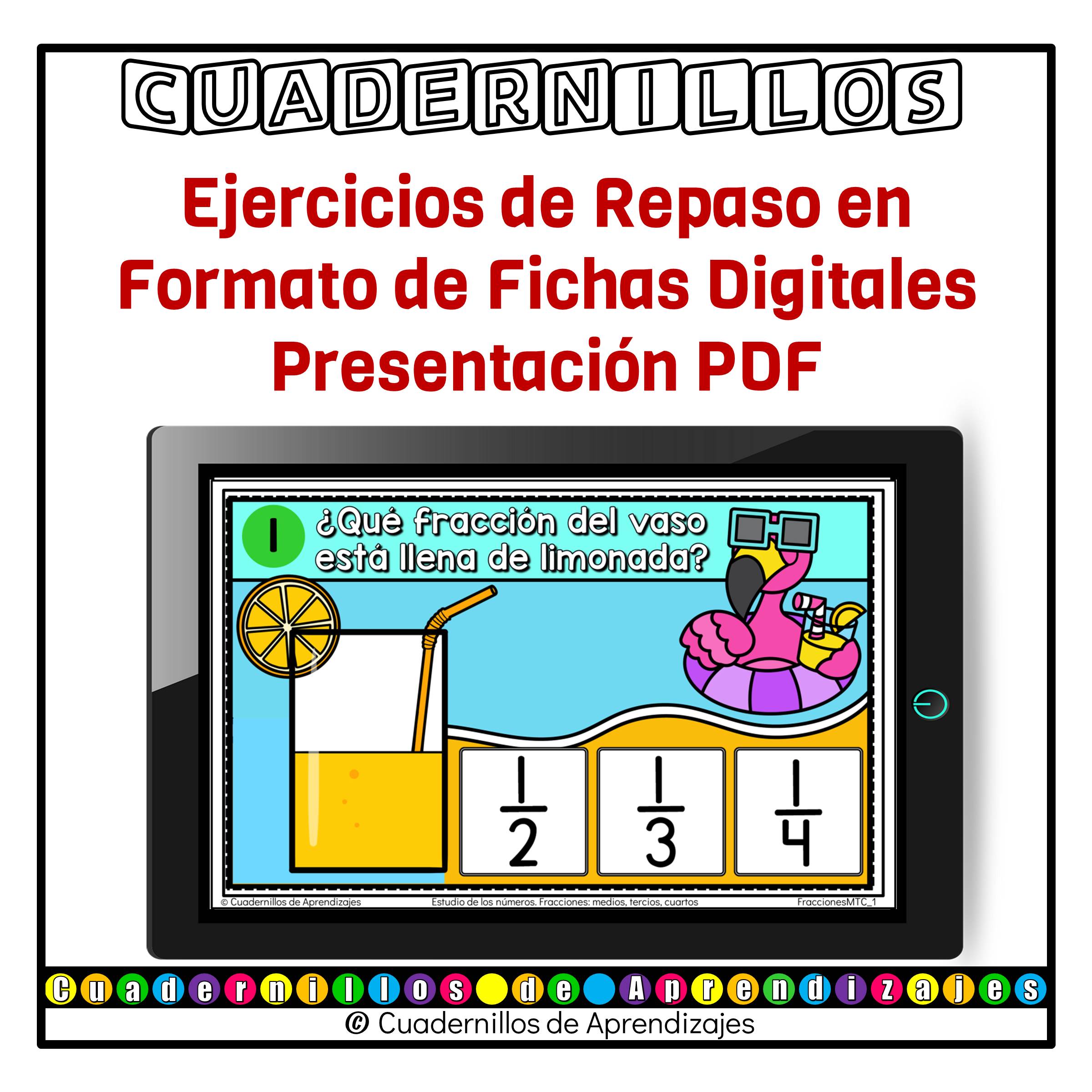 Fracciones: medios tercios cuartos Estudio de los números Matemáticas Grado Primaria Fichas Digitales 2 Fracciones: medios tercios cuartos Estudio de los números Matemáticas Grado Primaria Fichas Digitales - Image 2