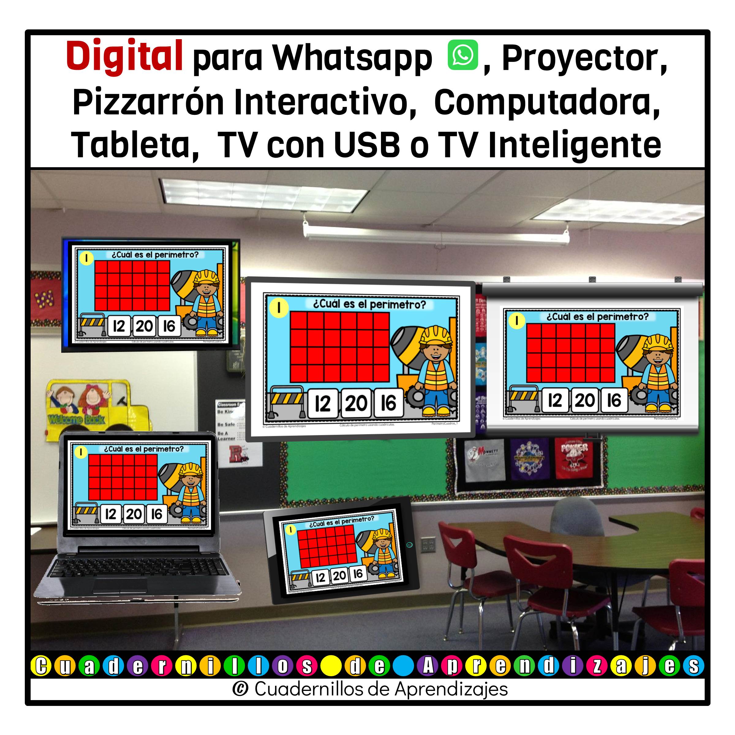 Perímetro con cuadrícula Calculo de perímetro Matemáticas Primaria Fichas Digitales 6 Perímetro con cuadrícula Calculo de perímetro Matemáticas Primaria Fichas Digitales - Image 6