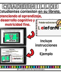 Palabras Inician Vocales Lectoescritura Preescolar Primer Grado Fichas Digitales 16 Fichas Digitales PDA Cuadernillos de Aprendizajes 7 14