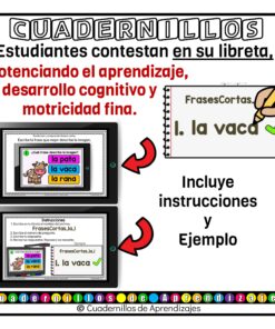 Lectura Frases Cortas Comprensión Lectora Español Primer Grado Primaria Fichas Digitales 16 Fichas Digitales PDA Cuadernillos de Aprendizajes 7 15