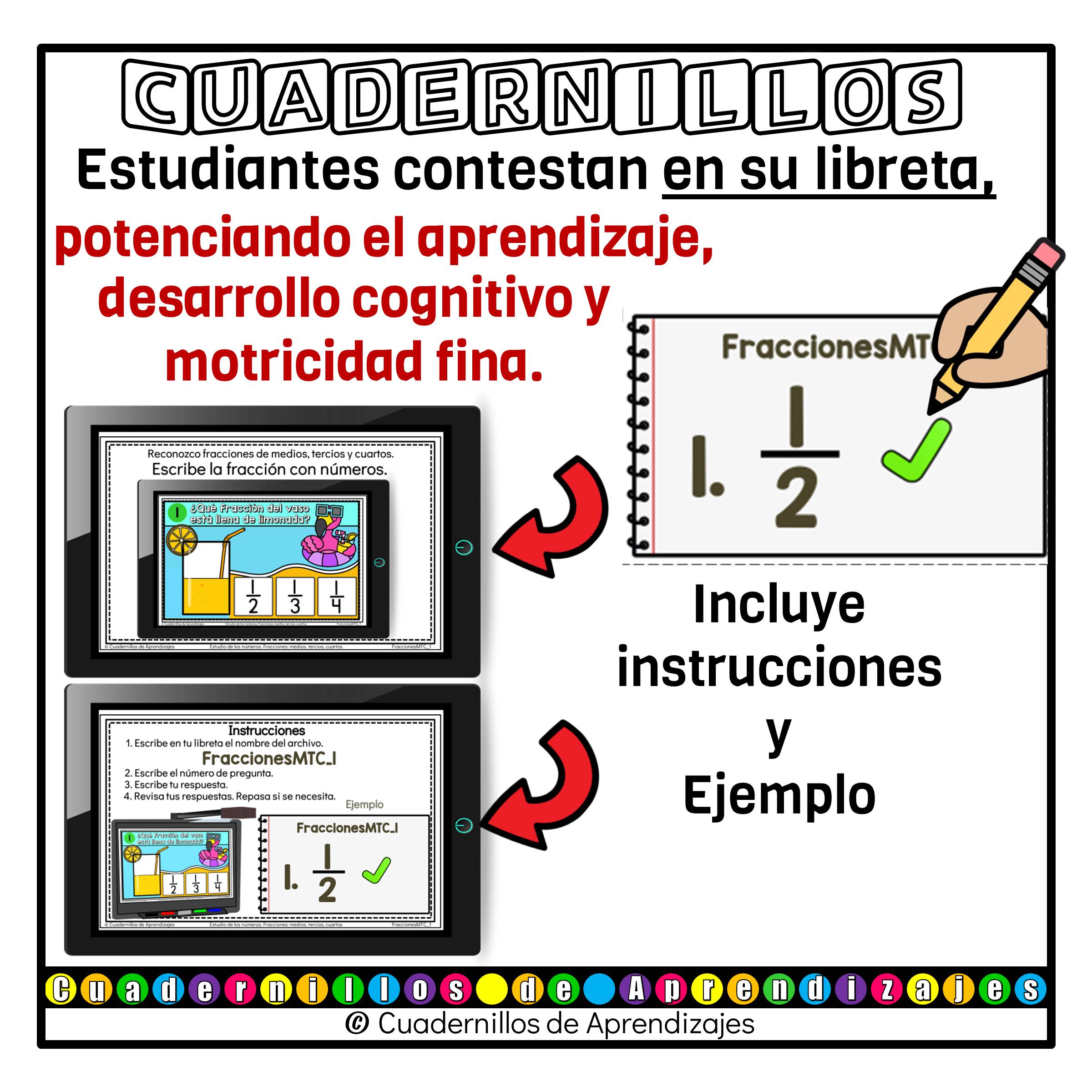 Fracciones: medios tercios cuartos Estudio de los números Matemáticas Grado Primaria Fichas Digitales 7 Fracciones: medios tercios cuartos Estudio de los números Matemáticas Grado Primaria Fichas Digitales - Image 7