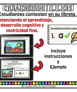 Sonidos Iniciales Vocales 1 Lectoescritura Preescolar Primer Grado Primaria Fichas Digitales 16 Fichas Digitales PDA Cuadernillos de Aprendizajes 7 6