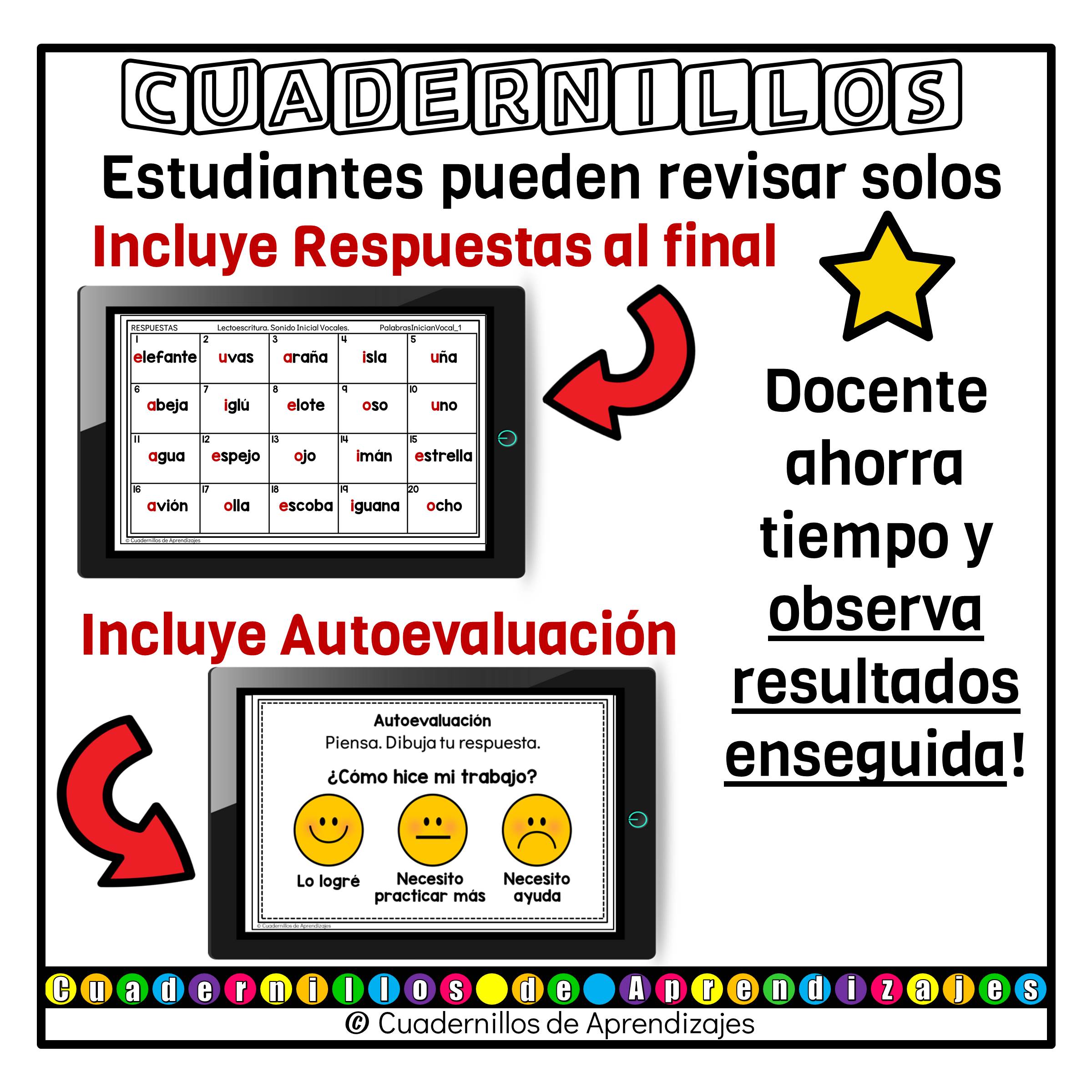 Palabras Inician Vocales Lectoescritura Preescolar Primer Grado Fichas Digitales 8 Palabras Inician Vocales Lectoescritura Preescolar Primer Grado Fichas Digitales - Image 8