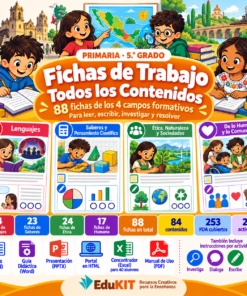 Fichas de Trabajo para Primaria 5.° Grado | 88 Fichas, 84 Contenidos y 253 PDA