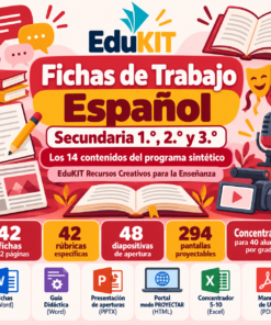 Fichas de Trabajo de Español para Secundaria 1.°, 2.° y 3.° | 42 Fichas y los 14 Contenidos