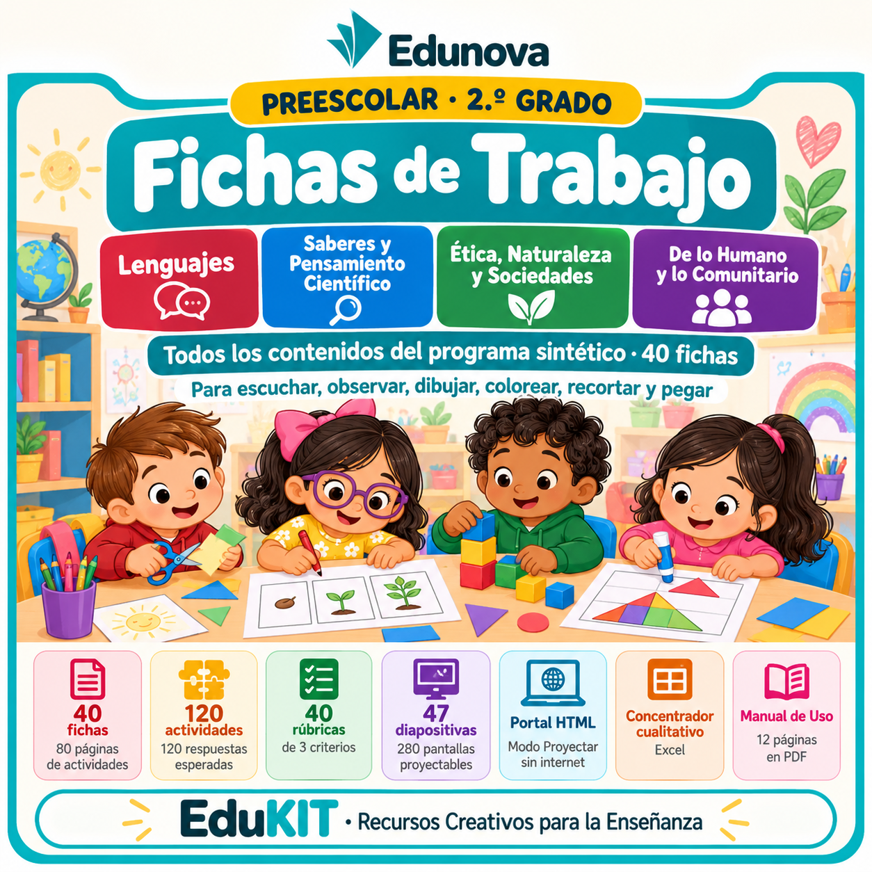 Fichas de Trabajo Preescolar 2° | 40 Fichas Imprimibles, 120 Actividades y Portal Proyectable · Todos los Contenidos NEM 1 Fichas de Trabajo Preescolar 2° | 40 Fichas Imprimibles, 120 Actividades y Portal Proyectable · Todos los Contenidos NEM