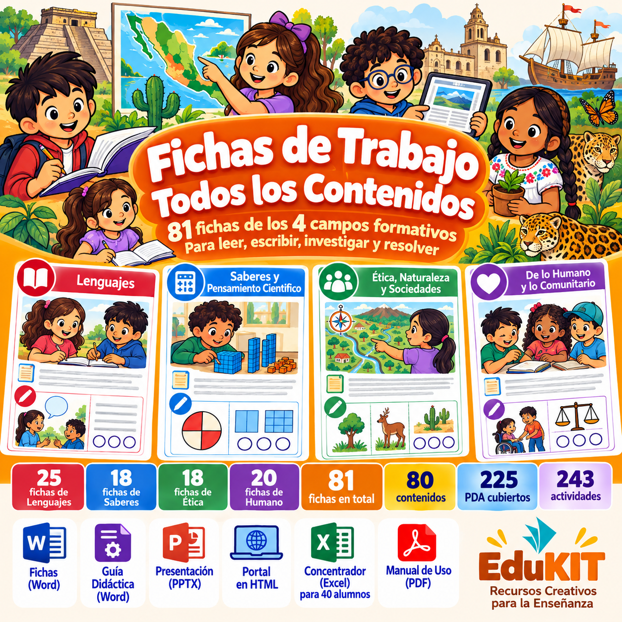Fichas de Trabajo para Primaria 4.° Grado | 81 Fichas, 80 Contenidos y 225 PDA 1 Fichas de Trabajo para Primaria 4.° Grado | 81 Fichas, 80 Contenidos y 225 PDA