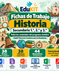 EduKIT Fichas de Trabajo de Historia para Secundaria 1.°, 2.° y 3.° | 38 Fichas, Rúbricas y Todos los Contenidos con PDA