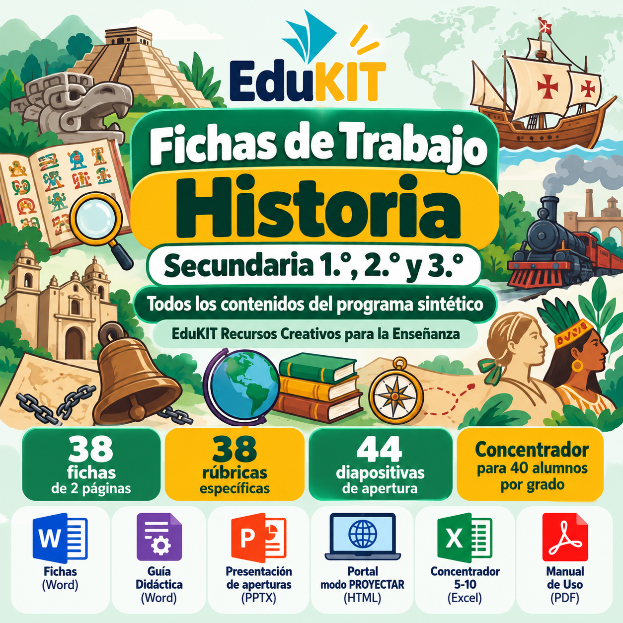 EduKIT Fichas de Trabajo de Historia para Secundaria 1.°, 2.° y 3.° | 38 Fichas, Rúbricas y Todos los Contenidos con PDA 1 EduKIT Fichas de Trabajo de Historia para Secundaria 1.°, 2.° y 3.° | 38 Fichas, Rúbricas y Todos los Contenidos con PDA