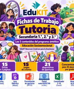 Fichas de Trabajo de Tutoría y Educación Socioemocional para Secundaria 1.°, 2.° y 3.° | 15 Fichas y los 5 Contenidos