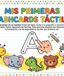 Colorida portada de un juego de flashcards para niños titulado 
