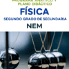 Portada de un plan de estudios de física para alumnos de segundo de secundaria, en el que aparecen esferas de la cuna de Newton balanceándose. El texto reza: "Programa Analítico y Plano Didáctico, Física, Segundo Grado de Secundaria, NEM.