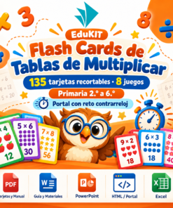 EduKIT Flash Cards de Tablas de Multiplicar para Primaria | 135 Tarjetas, 8 Juegos y Portal Interactivo