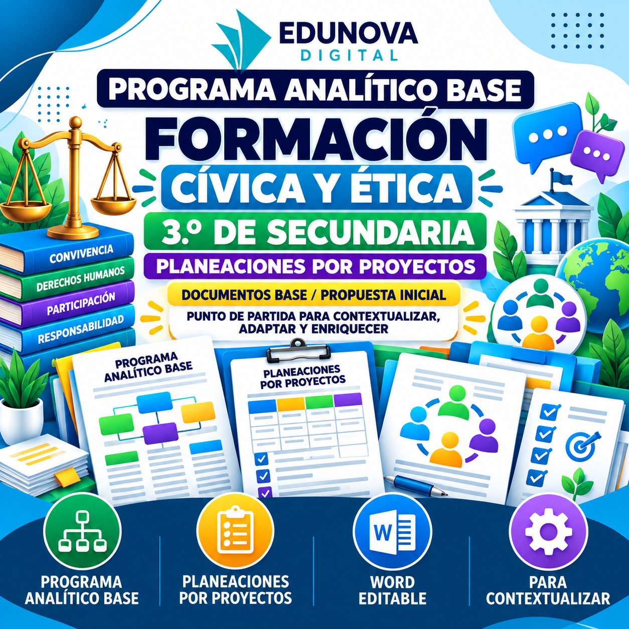 Formación Cívica y Ética NEM 3.º de Secundaria | Programa Analítico Base y Planeaciones por Proyectos | Word Editable 1 Formación Cívica y Ética NEM 3.º de Secundaria | Programa Analítico Base y Planeaciones por Proyectos | Word Editable