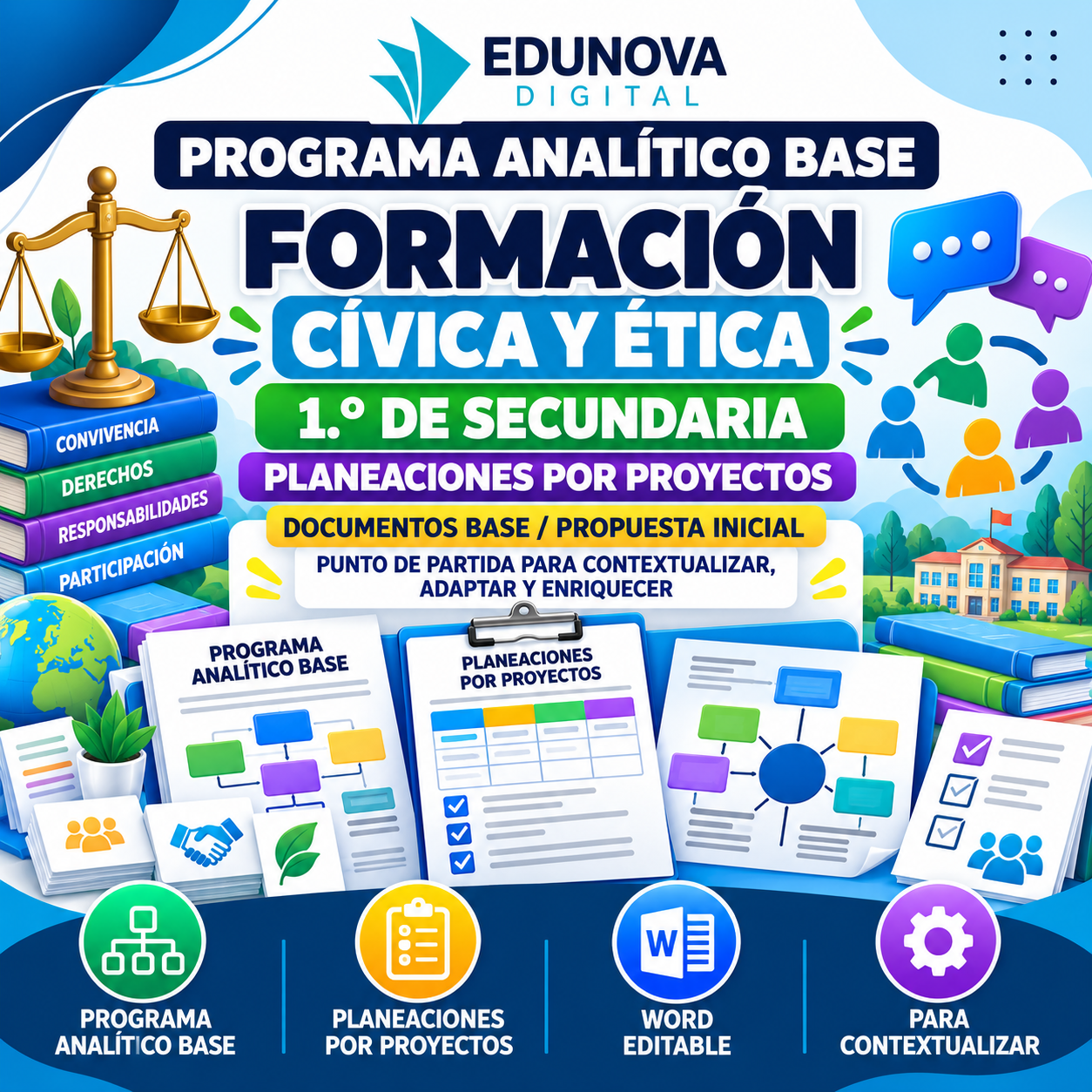 Formación Cívica y Ética NEM 1.º de Secundaria | Programa Analítico Base y Planeaciones por Proyectos | Word Editable 1 Formación Cívica y Ética NEM 1.º de Secundaria | Programa Analítico Base y Planeaciones por Proyectos | Word Editable