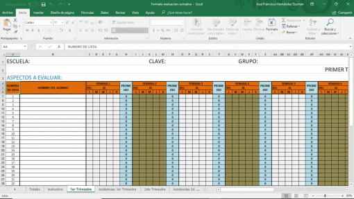 Formato evaluacion y asistencias