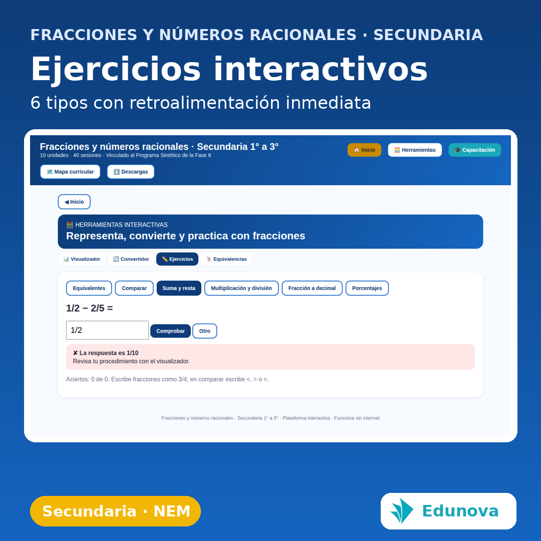 Fracciones y Números Racionales Secundaria 1° | Ejercicios Interactivos, Juegos y Recursos NEM Fase 6 5 Fracciones y Números Racionales Secundaria 1° | Ejercicios Interactivos, Juegos y Recursos NEM Fase 6 - Imagen 5