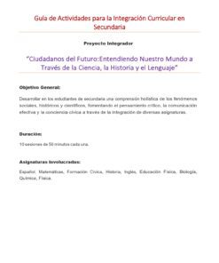GUIA DE ACTIVIDADES DE INTEGRACION CURRICULAR TOMO 3 7 Portada de una guía curricular en español para educación secundaria, con un proyecto titulado