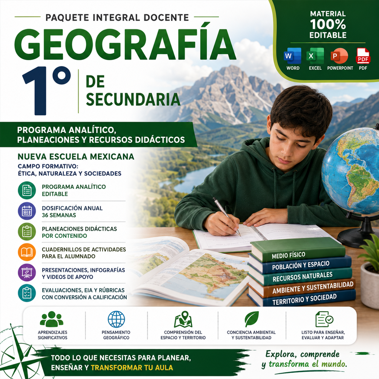 Geografía 1° Secundaria NEM 2026-2027 | Programa Analítico, Planeaciones y Recursos Didácticos | Word Editable 1 Geografía 1° Secundaria NEM 2026-2027 | Programa Analítico, Planeaciones y Recursos Didácticos | Word Editable