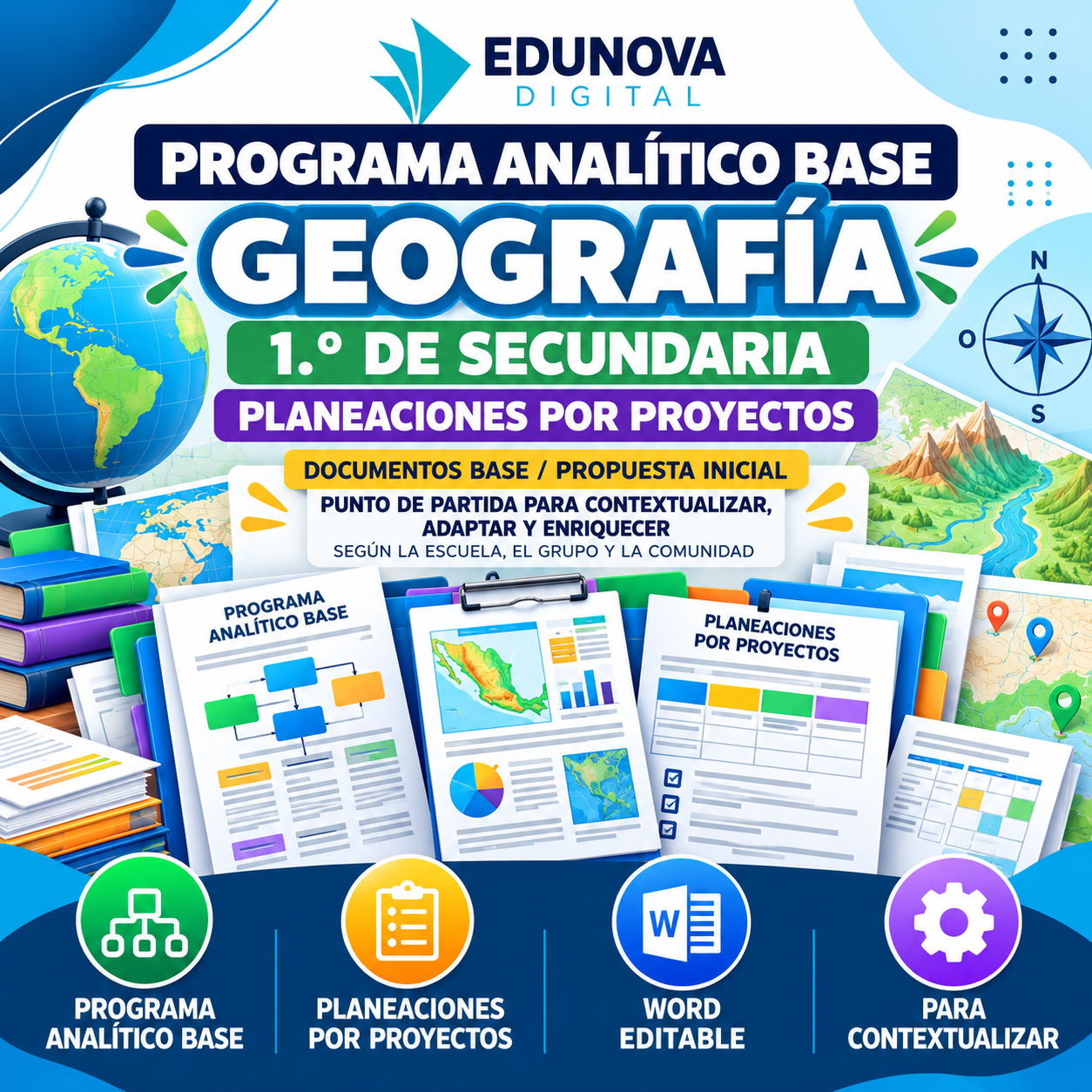 Geografía NEM 1.º de Secundaria | Programa Analítico Base y Planeaciones por Proyectos | Word Editable 1 Geografía NEM 1.º de Secundaria | Programa Analítico Base y Planeaciones por Proyectos | Word Editable