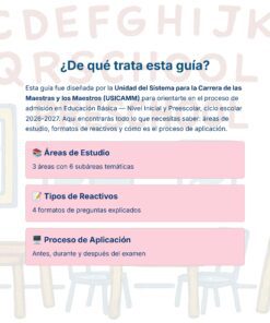Guía de Estudio Admisión EDUCACION INICIAL Y PREESCOLAR- USICAMM 2026 - 2027 + (Simulador 90 Reactivos) 41 Un resumen de la guía en español con el título
