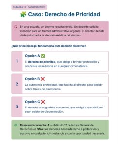 Guía de Estudio Admisión EDUCACION INICIAL Y PREESCOLAR- USICAMM 2026 - 2027 + (Simulador 90 Reactivos) 30 Un caso práctico educativo en español sobre los derechos prioritarios en la atención médica a menores, con opciones de elección múltiple y una explicación sobre el artículo 17 de la Ley General de los Derechos de la Infancia.