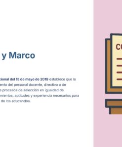 Diapositiva con texto en español a la izquierda sobre el marco jurídico de la reforma educativa y una ilustración a la derecha de un libro abierto titulado 