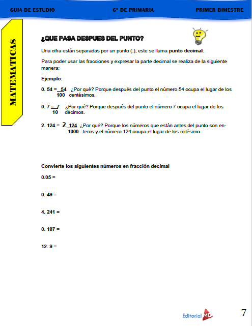 Guía de Estudio de 6° Grado de Primaria 2020