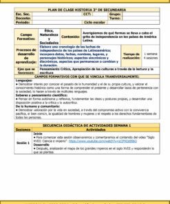 Un plan de lección detallado para el Programa Analítico Anual HISTORIA 3 Secundaria 3º (Ciclo Escolar 2023 – 2024) en la clase de tercer grado de secundaria durante el Ciclo Escolar 2023 – 2024. Incluye objetivos, estrategias de enseñanza y un cronograma para cubrir los movimientos independentistas en América. Países americanos. El plan abarca una semana y cuatro sesiones.