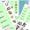 Una colección de materiales educativos de Planeación para Trabajar la Lectoescritura (Vocales), que incluyen tarjetas y hojas de trabajo, con ilustraciones coloridas y texto para enseñar letras, fonética, vocales y vocabulario.