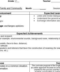 Un documento educativo describe el plan de estudios de una asignatura de inglés centrándose en un entorno de aprendizaje social, enumerando temas, resultados esperados y enfoques de enseñanza para una clase de escuela secundaria.
