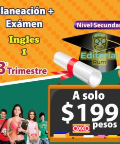 Gráfica promocional para materiales de preparación para exámenes de inglés de nivel preparatoria con un precio de $199 pesos, presentando a un grupo diverso de adolescentes y con la etiqueta 